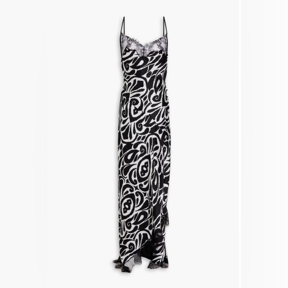 NICHOLAS Sage lace-trimmed printed satin maxi dress - Picture 2 of 11